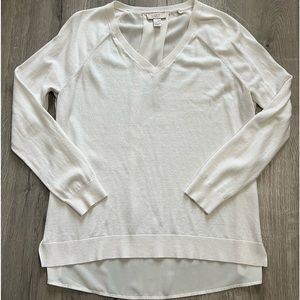 Loft V-Neck Sweater - White - Womens